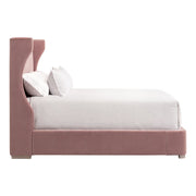 Essentials For Living Balboa Queen Bed ~ Petal Velvet Fabric With Natural Gray Oak