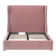 Essentials For Living Balboa Queen Bed ~ Petal Velvet Fabric With Natural Gray Oak