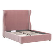 Essentials For Living Balboa Queen Bed ~ Petal Velvet Fabric With Natural Gray Oak