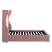 Essentials For Living Balboa Queen Bed ~ Petal Velvet Fabric With Natural Gray Oak