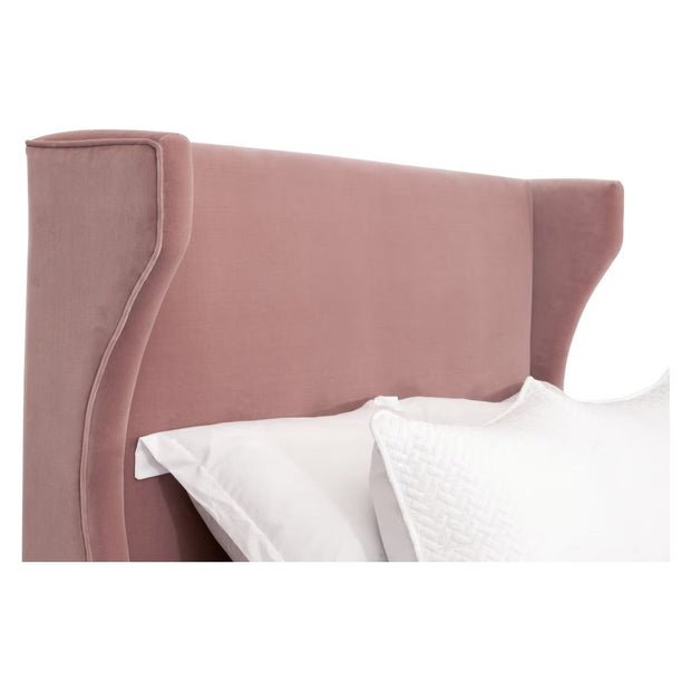 Essentials For Living Balboa Queen Bed ~ Petal Velvet Fabric With Natural Gray Oak