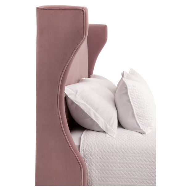 Essentials For Living Balboa Queen Bed ~ Petal Velvet Fabric With Natural Gray Oak
