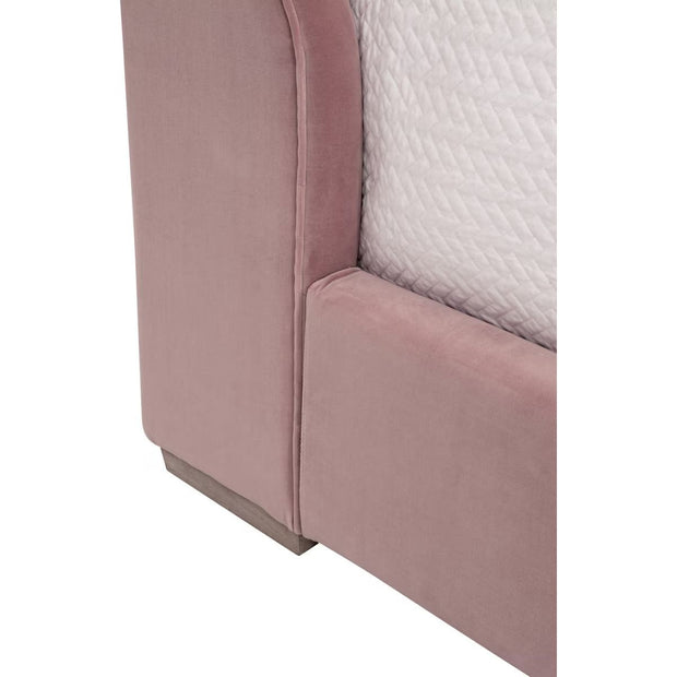 Essentials For Living Balboa Queen Bed ~ Petal Velvet Fabric With Natural Gray Oak