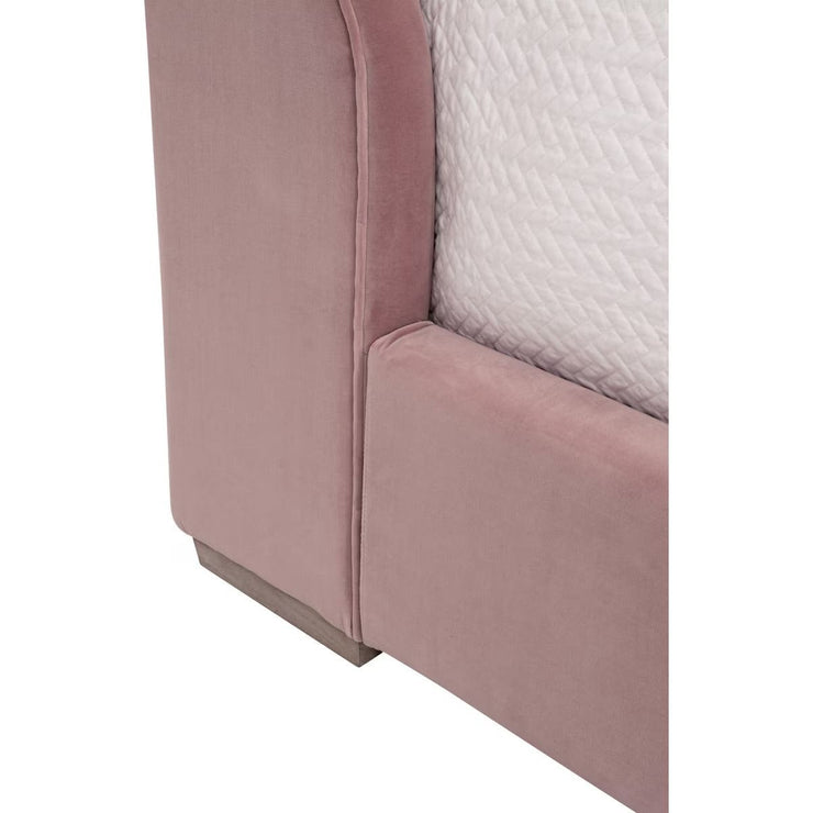 Essentials For Living Balboa Queen Bed ~ Petal Velvet Fabric With Natural Gray Oak