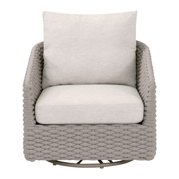 Essentials For Living Caspian Outdoor Swivel Rocker Sofa Chair ~ Performance Ecru Weave