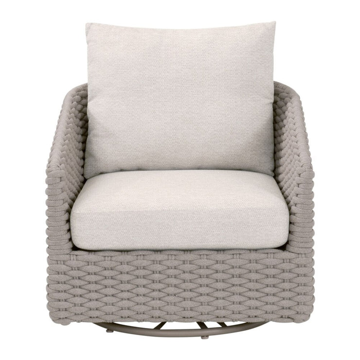 Essentials For Living Caspian Outdoor Swivel Rocker Sofa Chair ~ Performance Ecru Weave