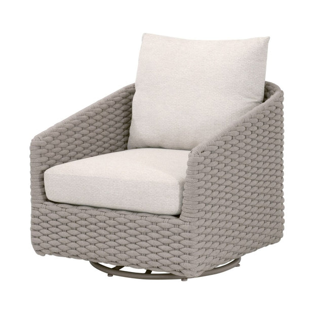 Essentials For Living Caspian Outdoor Swivel Rocker Sofa Chair ~ Performance Ecru Weave