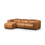 Four Hands Radley Power Recliner 3 Piece Left Chaise Sectional Sofa ~ Sonoma Butterscotch Top Grain Leather