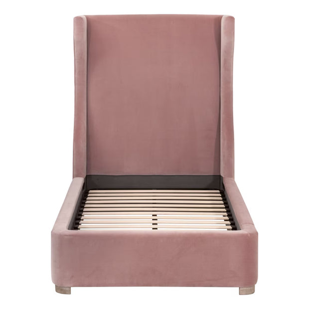 Essentials For Living Balboa Twin Bed ~ Petal Velvet  Fabric With Natural Gray Oak