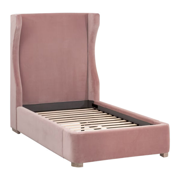 Essentials For Living Balboa Twin Bed ~ Petal Velvet  Fabric With Natural Gray Oak