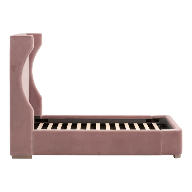Essentials For Living Balboa Twin Bed ~ Petal Velvet  Fabric With Natural Gray Oak