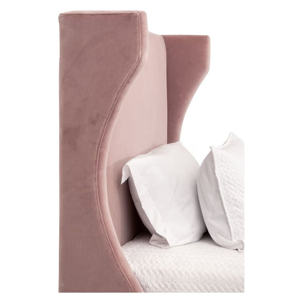 Essentials For Living Balboa Twin Bed ~ Petal Velvet  Fabric With Natural Gray Oak