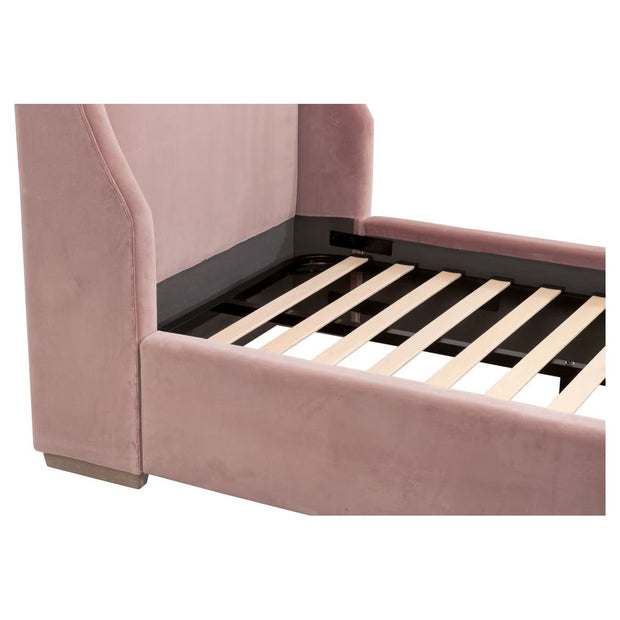 Essentials For Living Balboa Twin Bed ~ Petal Velvet  Fabric With Natural Gray Oak