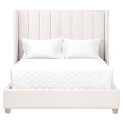 Essentials For Living Chandler Queen Bed ~ Cream Velvet Fabric With Natural Gray Oak