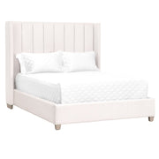 Essentials For Living Chandler Cal King Bed ~ Cream Velvet Fabric With Natural Gray Oak