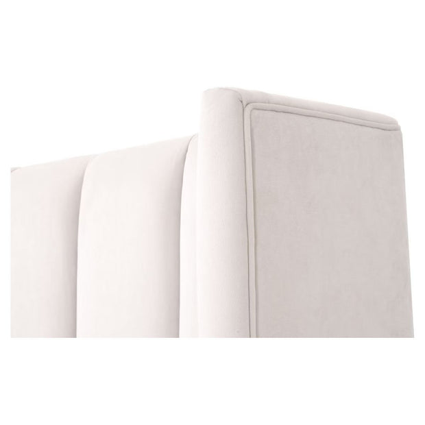 Essentials For Living Chandler Queen Bed ~ Cream Velvet Fabric With Natural Gray Oak
