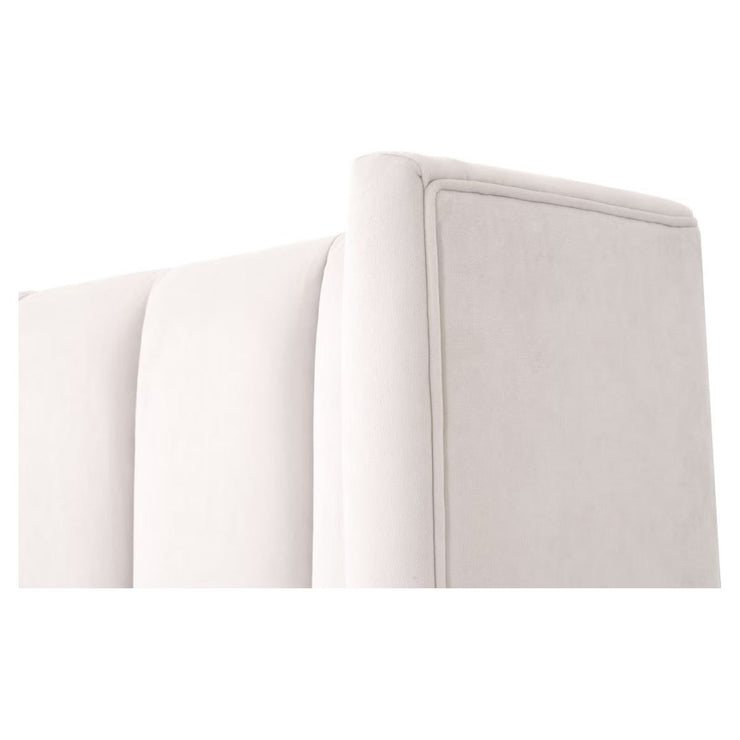Essentials For Living Chandler Queen Bed ~ Cream Velvet Fabric With Natural Gray Oak