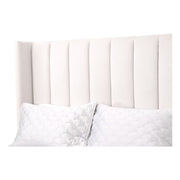 Essentials For Living Chandler Queen Bed ~ Cream Velvet Fabric With Natural Gray Oak