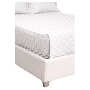 Essentials For Living Chandler Cal King Bed ~ Cream Velvet Fabric With Natural Gray Oak