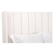 Essentials For Living Chandler Standard King Bed ~ Cream Velvet Fabric With Natural Gray Oak