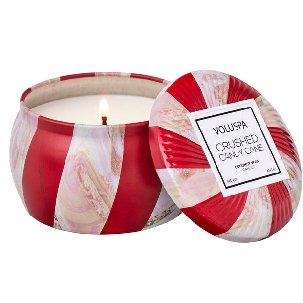Voluspa Crushed Candy Cane Mini Tin Candle