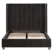 Essentials For Living Chandler Standard King Bed ~ Dark Dove Velvet Fabric With Natural Gray Oak