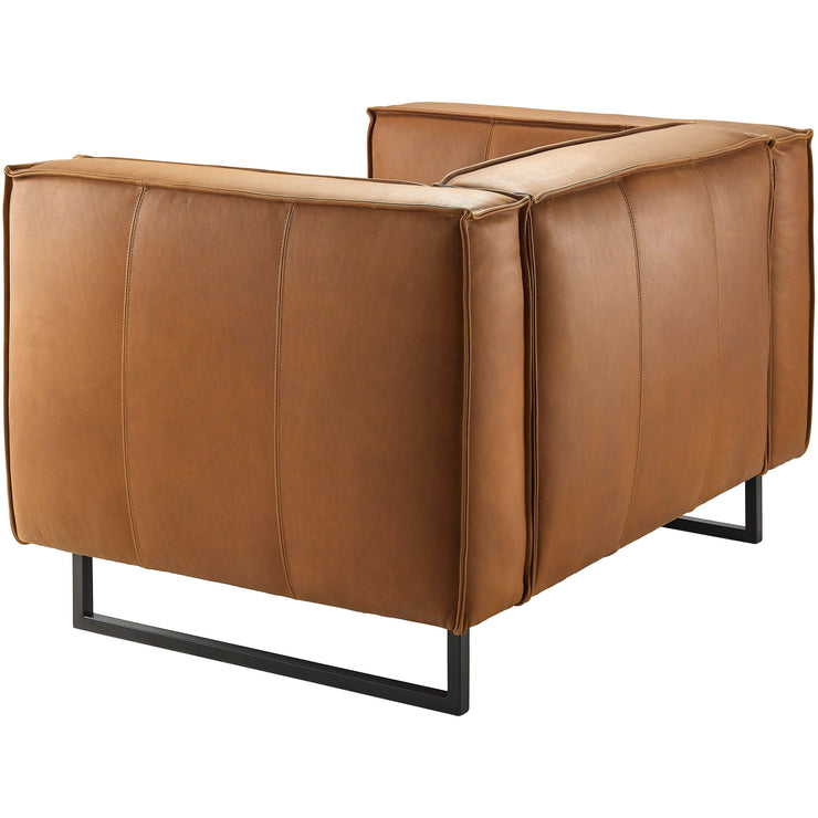 Surya Dylan Modern Cognac Brown Leather Square Arm Accent Chair