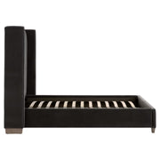 Essentials For Living Chandler Standard King Bed ~ Dark Dove Velvet Fabric With Natural Gray Oak