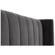 Essentials For Living Chandler Standard King Bed ~ Dark Dove Velvet Fabric With Natural Gray Oak