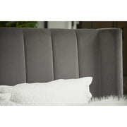 Essentials For Living Chandler Standard King Bed ~ Dark Dove Velvet Fabric With Natural Gray Oak
