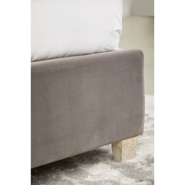 Essentials For Living Chandler Cal King Bed ~ Dark Dove Velvet Fabric With Natural Gray Oak