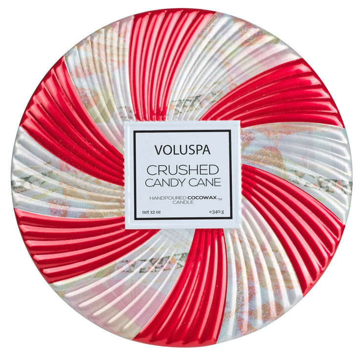 Voluspa Crushed Candy Cane 3 Wick Tin Candle