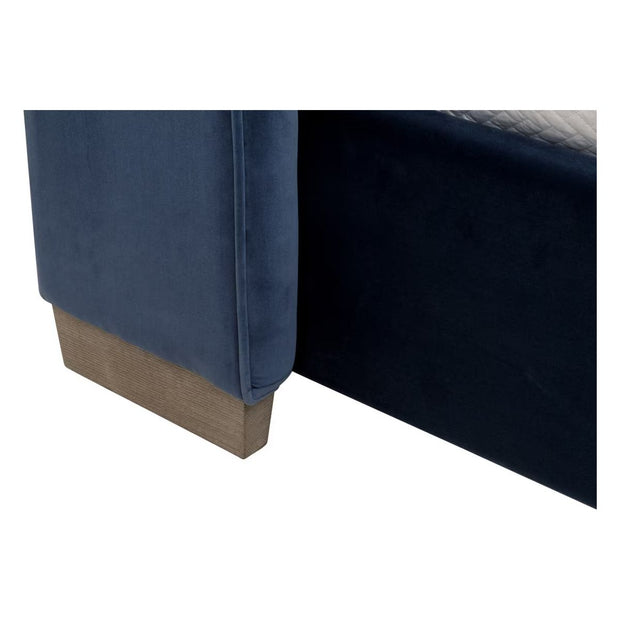 Essentials For Living Chandler Queen Bed ~ Denim Velvet Fabric With Natural Gray Oak