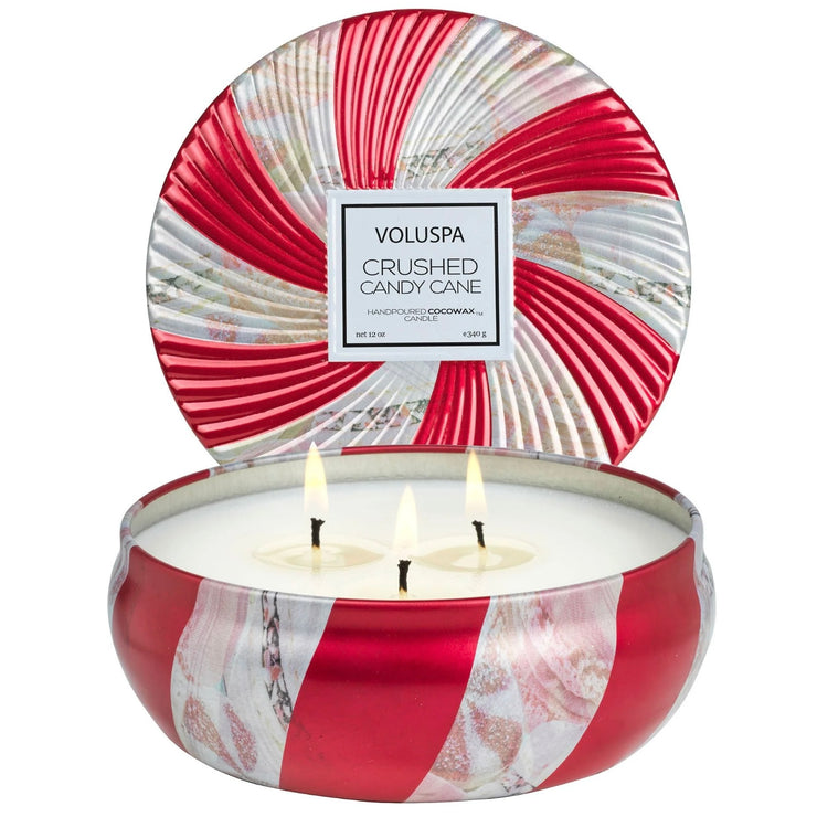 Voluspa Crushed Candy Cane 3 Wick Tin Candle