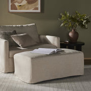 Four Hands Maddox Slipcovered Ottoman  ~  Evere Creme Performance Fabric Slipcover