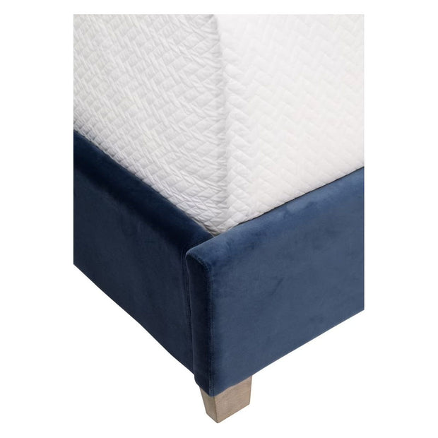 Essentials For Living Chandler Queen Bed ~ Denim Velvet Fabric With Natural Gray Oak
