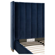 Essentials For Living Chandler Queen Bed ~ Denim Velvet Fabric With Natural Gray Oak