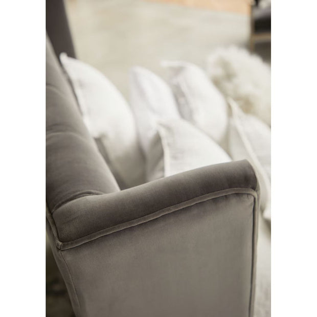 Essentials For Living Chandler Queen Bed ~ Dark Dove Velvet Fabric With Natural Gray Oak