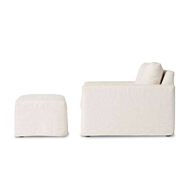 Four Hands Maddox Slipcovered Chair and Ottoman ~  Evere Creme Performance Fabric Slipcover