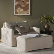 Four Hands Maddox Slipcovered Chair and Ottoman ~  Evere Creme Performance Fabric Slipcover