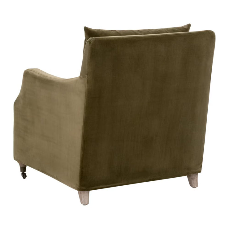 Essentials For Living Jade Slipcover Club Chair~ Olive Velvet