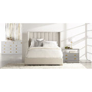 Essentials For Living Chandler Standard King Bed ~ Cream Velvet Fabric With Natural Gray Oak