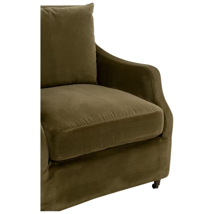 Essentials For Living Jade Slipcover Club Chair~ Olive Velvet