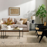 Surya Amherst Modern Square Arm Sofa With Wood Base