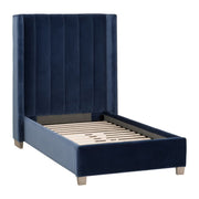 Essentials For Living Chandler Twin Bed ~ Denim Velvet Fabric With Natural Gray Oak