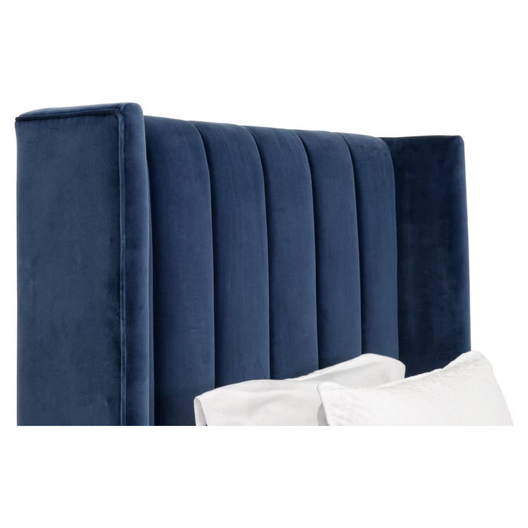 Essentials For Living Chandler Twin Bed ~ Denim Velvet Fabric With Natural Gray Oak