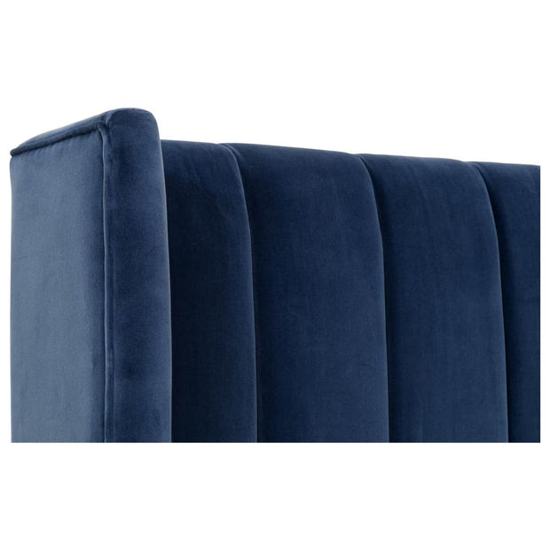 Essentials For Living Chandler Twin Bed ~ Denim Velvet Fabric With Natural Gray Oak