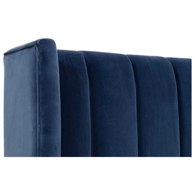 Essentials For Living Chandler Twin Bed ~ Denim Velvet Fabric With Natural Gray Oak