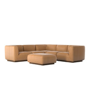 Four Hands Mabry 5 Piece Modular Leather Sectional With Ottoman ~ Nantucket Taupe Top Grain Leather