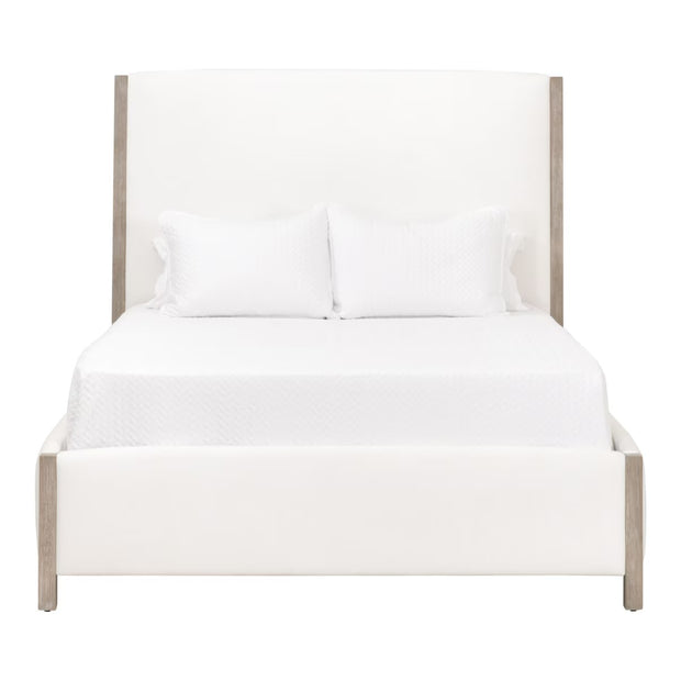 Essentials For Living Emmett Standard King Bed ~ LiveSmart Peyton-Pearl Performance Fabric With Natural Gray Oak